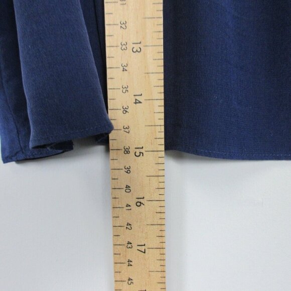 Club Monaco Silk Blouse Women M Navy Off Shoulder Cropped 3/4 Sleeve Preppy 64 - Picture 6 of 7